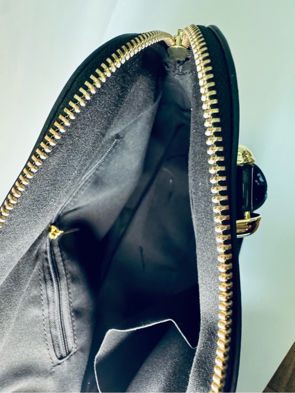 Unique Vintage NEW Black Patent Retro Top Handle Shoulder Bag w/ crossbody strap - Picture 8 of 14